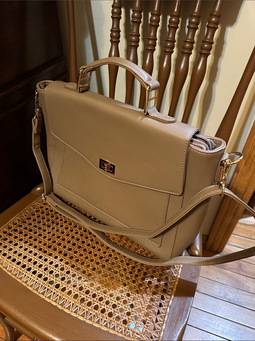Ecosusi Mini Top-Handle Bag in Taupe Leather